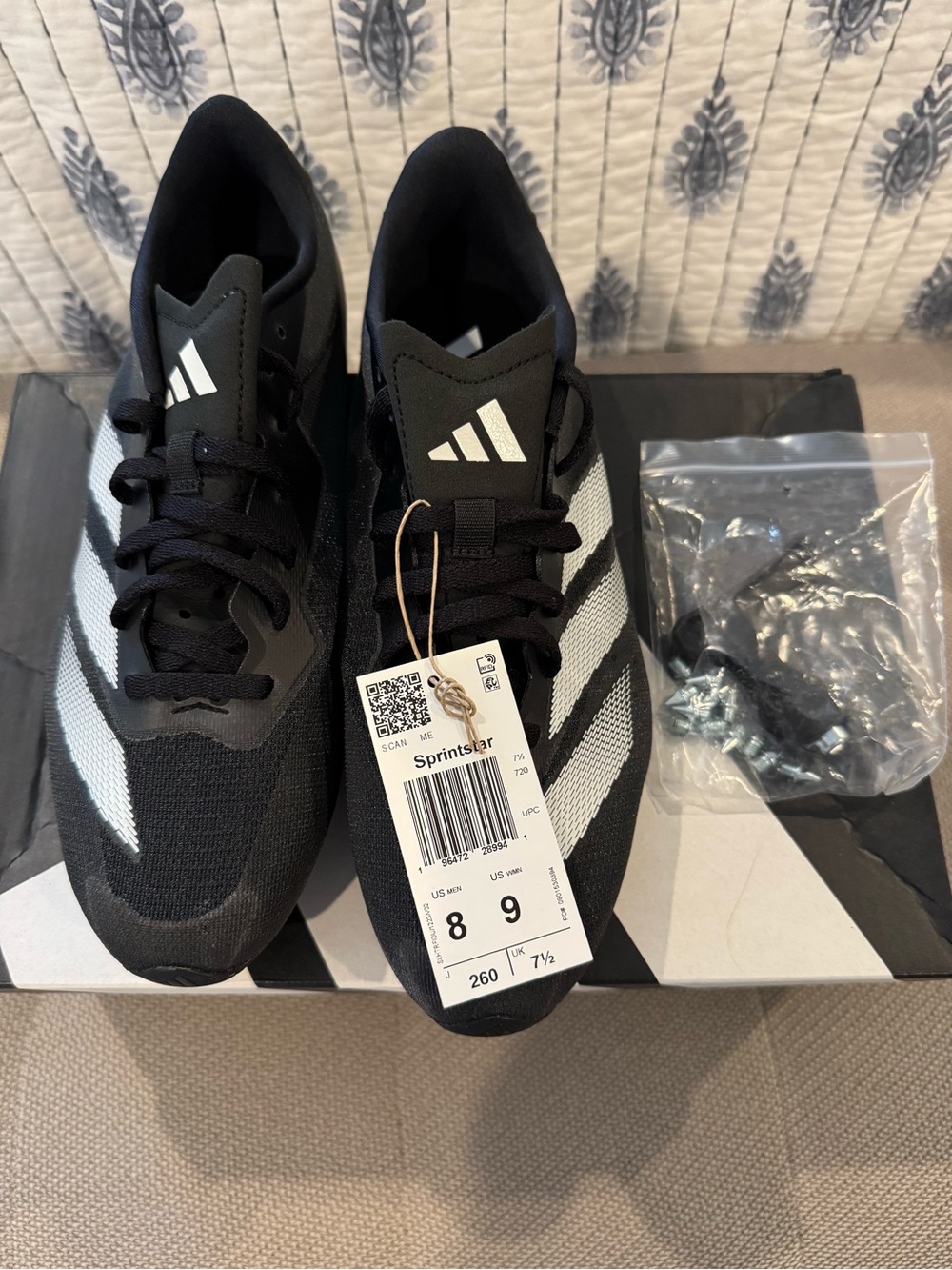 Adidas Black & White Sprintstar Track Shoes NWT